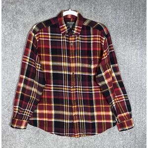 John Bartlett Consensus Flannel Button Down Shirt Mens Size M Red Plaid Pocket